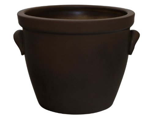 K&K Pflanzkübel Venus II mit Henkel, 19 x 15 cm, braun-matt aus Steinzeug-Keramik (hochwertiger als Steingut)
