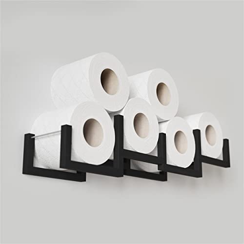 Wood Toilet Paper Holder Toilet Paper Shelf Wood Holder for Toilet Paper (Black)