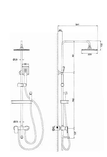 Système de douche de pluie 26 cm résolvant les variations de pression avec sa double soupape