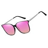 HAOLOTA Polarized Sunglasses for Women UV Protection Oversized Cat Eye Sunglasses Lightweight Retro Trendy Shades for Driving Outdoor