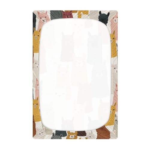 Image of Llama Face Crib Sheets Soft Breathable Fitted Baby Crib Sheets Mattress Cover for Girls Boys, 52 inch x 28 inch x 9 inch