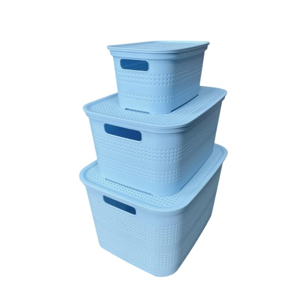 Boîte de rangement gain de place Ecoplast 3 pièces lavande pour organiser les tiroirs et bureaux