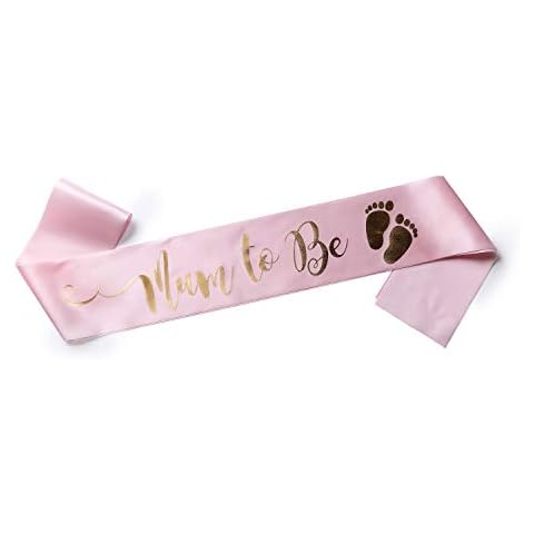 OLILLY Sash for a Mum to Be - Sash to wear for a Baby Shower - Perfect for Pictures (Pink and Gold) Cover