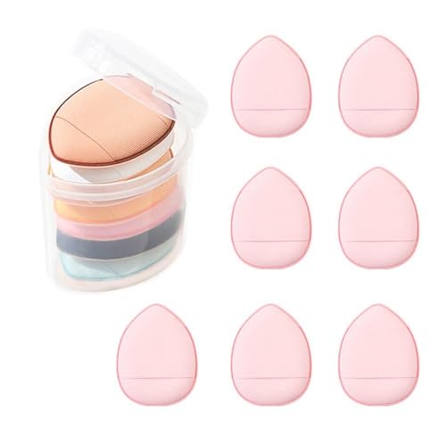 7Pcs Pink Finger Puff, Mini Makeup Sponge Puff Strap Soft Body Cosmetic Foundation Pressed Pad Concealer Eye Wet Dry Makeup Tool Makeup Blenders and Sponges Cosmetic Beauty Makeup Tools