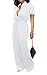 Xinlees Elegant Jumpsuit for Women Casual V Neck Short Sleeve Jumpsuits Stand Collar Button Down Long Pants Rompers Straight Club Outfits with Pockets Belt(White,Small)