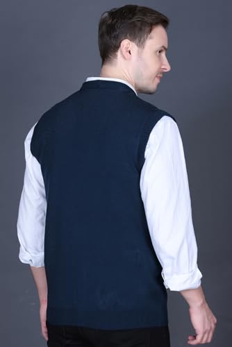 Image of V Neck Cardigans for Men - Woolen Sleeveless Sweater for Man Winter Wear