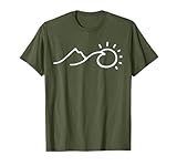 Minimalist Mountain Wave & Sun Outdoor Adventure Tattoo Tee