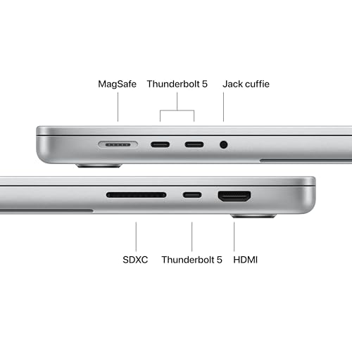 MacBook Pro Portatile con chip M5 Pro, CPU 18 e GPU 20 core: progettato per l’AI, display Liquid Retina XDR da 16,2'', 48 GB di memoria unificata, 1 TB SSD, Wi Fi 7 – Argento - Notebook - Immagine 4