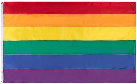 Gay Pride Rainbow Flag 3x5 FT,Heavy-Duty 420D Nylon Outdoor Gay Flag,Sewn Stripes UV Fade Resistant and Tough Brass Grommets（3 by 5 Foot)