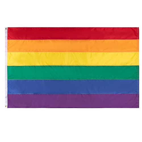 Gay Pride Rainbow Flag 3X5 Ft,Heavy-Duty 420D Nylon Outdoor Gay Flag,Sewn Stripes Uv Fade Resistant And Tough Brass Grommets（3 By 5 Foot) #TOP2