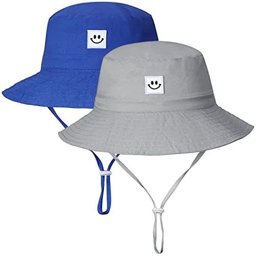 Baby Bucket Hats Smiley Face Upf50+ Baby Sun Hat For 2-5T Baby Boy Girls 2Pack #TOP1