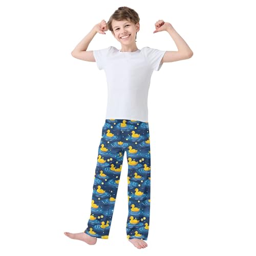 Cute Duck Long Pajama Pants Elastic Waist PJ Bottoms with Pockets S A1115213