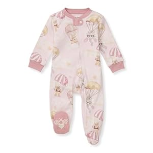 Burt’s Bees Baby Girls Pajamas, Sleep and Play Loose Fit, 100% Organic Cotton Soft One-piece PJs, Sizes NB to 6-9 Months