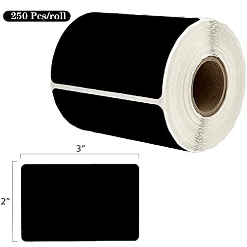 Well Tile 2" X 3" Black Rectangle Color Coding Labels - Square Color-Code Stickers Permanent Adhesive, Write-On Surface - 250 Labels/Per Roll #TOP7