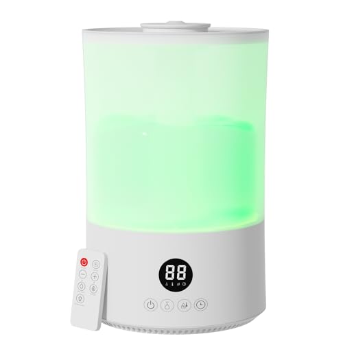 Humidificador de Aire, 4L Humidificador Ultrasónico, Mando a Distancia, 40H, Tres Modos, Temporizador, Silencioso, Apagado Automático, Boquilla de 360°, para Habitaciones Bebes Dormitorio Plantas (A) Humidificador de Aire, 4L Humidificador Ultrasónico, Mando a Distancia, 40H, Tres Modos, Temporizador, Silencioso, Apagado Automático, Boquilla de 360°, para Habitaciones Bebes Dormitorio Plantas (A)