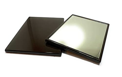 niavida Eckiger Kleiner Taschenspiegel - Handspiegel, Kunststoff-Korpus, Glas-Spiegel, Rahmenfarbe BRAUN