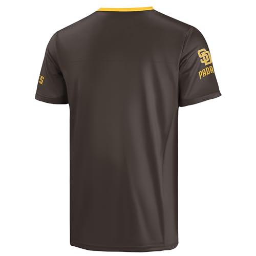 Image of FOCO MLB Men's Officially Licensed Primary Logo Wordmark Ballpark Team Color Baseball Performance V-Neck Top