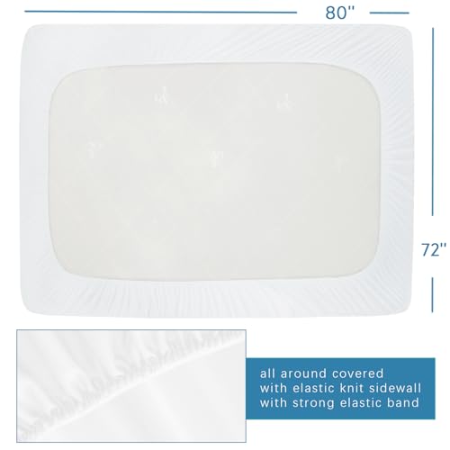 RV King Terry Mattress Protector Waterproof for 72''×80'' up to14'' Depth, Ultra Soft & Breathable Smooth Top Fitted Mattress Cover Skin-Friendly Machine Washable