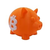 3D Printed Bitcoin Piggy Bank with Opening Bottom, Dual-Sided BTC Logo Crypto Coin Savings Box, Desk Decor for Home Office, Adult Collectible (Orange Smooth)