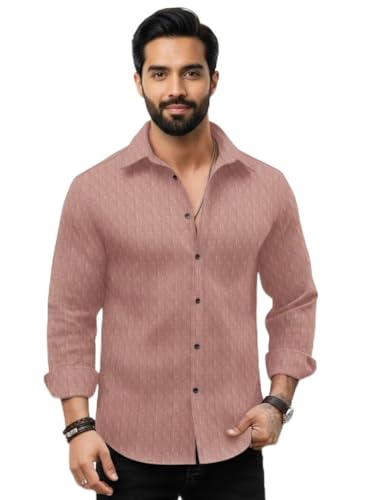 Image of Amazon Brand - INKAST Men's Regular Fit Button Down Dress Shirts Textured Long Sleeve Casual Hawaiian Shirt