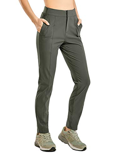 CRZ YOGA Pantalones de Senderismo con Cremallera para Mujer Pantalones Casuales Olivo Cenador 42