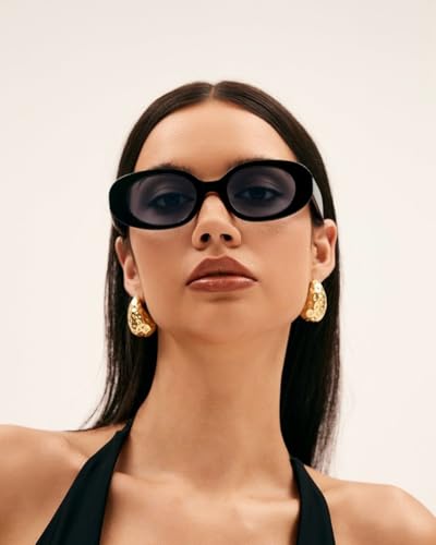 Retro Oval Sunglasses For Women Men,Trendy UV400 Shades for Driving,Fishing,Travel Shopping,2 Packs LCPAR820234