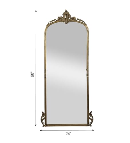Image of Gharaana Premium Hand-Casted Aluminium Mirror | Vintage Brass Finish | Wall Mirror (60x24 inch) | Antique Brass Home Decor Mirror | Premium Metal Wall Mirror