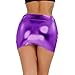 Sywiyi Women's Shiny Metallic Pencil Skirt Bodycon Mini Dress Rave Dance Bottoms Clubwear Purple B One Size