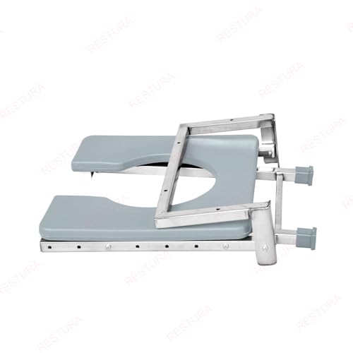 Image of Foldable Wall Mounted Commode Chair for Elderly & Disabled | Stainless Steel Bathroom Stool for Indian Toilet | Wall Mounted Shower Chair | Folding Bathroom Seat