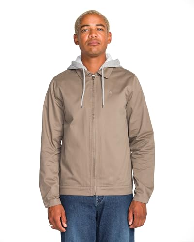 Image of Volcom Men's Rexton Jacket - Modern Fit Lightweight Zip-up Jacket Adjustable Hood, Everyday Outerwear