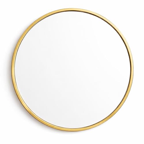 Floralcraft® 60cm Gold Round Wall Mirror – Metal Frame Large Wall Mounted Mirror for Bedroom, Bathroom, Hallway & Living Room