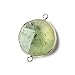 22mm Silver Bezeled Prehnite Coin Connector 1 piece