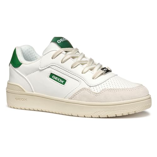 Geox J WASHIBA Boy D, Scarpe da Ginnastica, White/Green, 31 EU