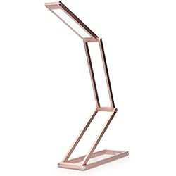 Lampara Oro Mesita De Noche kwmobile Lámparas de mesita de noche de aluminio - Lámpara de pie con batería y cable MicroUSB - Iluminación LED - Flexo de escritorio rosa oro