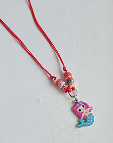 ANNA CREATIONS Thread Braided Adjustable Mermaid Pendent Necklace and Bracelet Jewellery set for Girls - Image 2