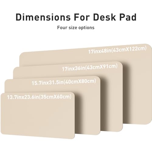 Image of Aothia Leather Desk Pad Protector, Mouse Pad, Office Mat, Non-Slip PU Leather Blotter, Laptop Pad, Waterproof Writing Pad for Office and Home (Beige, 36 inch x 17 inch)