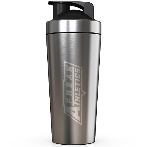 Freak Athletics Protein Shaker Bottle 700ml - Shaker for Protein Shakes - BPA Free Metal Protein Shaker Bottle (Stainless Steel)