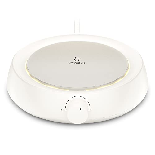 Jeemoo Mug Warmer Upgraded, Electric Coffee Warmer For Desk/Home Use, Stepless Temperature Regulation (120℉-136℉), Candle Warmer Plate, 8-Hour Auto Shut Off (White) #TOP28