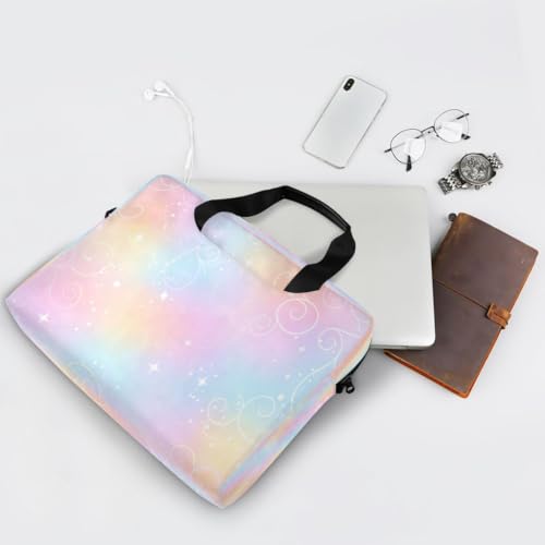 Bolsa de hombro para laptop con correa acolchada y bolsillo para accesorios con arcoíris 7