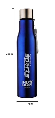Image of INDICRAFT Stainless Steel Water Bottle 1 litre, Water Bottles For Fridge, School,Gym,Home,office,Boys, Girls, Kids, Leak Proof(BLUE,1000 ML, SET OF 1, Model-Diana)