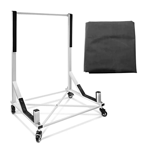 A-Premium White Hard Top Storage Cart with Dust Cover Compatible with Chevrolet Corvette Mazda MX-5 Miata Porsche 911 Boxster Mercedes-Benz SL320 SL500