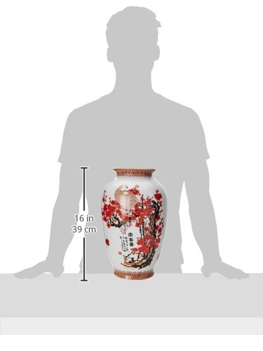 Oriental Furniture 14" Cherry Blossom Porcelain Tung Chi Vase #TOP1