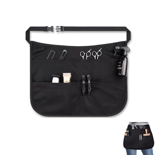 Yeenano Tablier de Coiffeur,Demi Tablier avec Poche,Tabliers Cuisine Noir,Tabliers Court Service,Accessoires de Coiffeur,pour Coiffeurs,Toiletteurs et Serveurs...