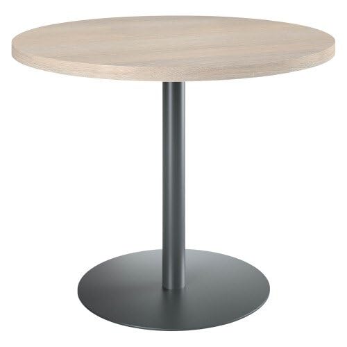 Générique Table de réunion Ronde chêne Gris Ø 100 cm - Arch (Anthracite)