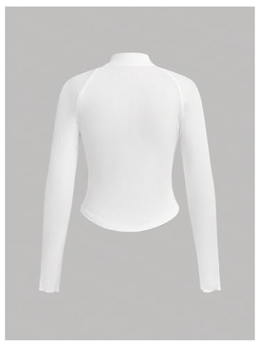 OYOANGLE Girl's Full Zip Mock Neck Ribbed Knit Workout Jacket Athletic Sports Fitted Outwear2