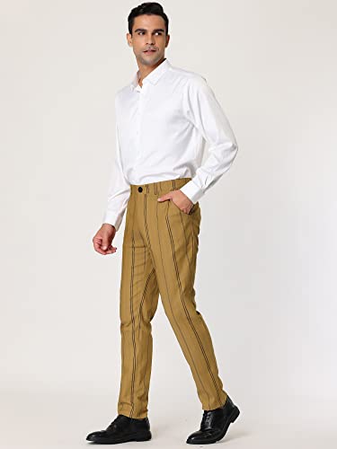 Lars Amadeus Men's Dress Striped Pants Slim Fit Flat Front Business Pencil Trousers4