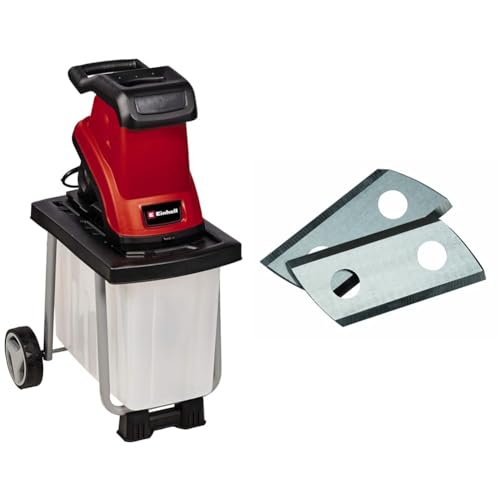Einhell Elektro-Messerhäcksler GC-KS 2540 CB (2 Wendemesser, 2000 W, max. 40 mm Aststärke, große Trichteröffnung, Motorschutzschalter, Fangbox 55 L, Transportgriff inkl. Stopfer, 2 Ersatzmesser)