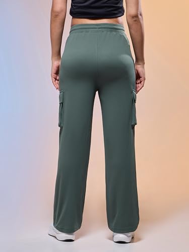 Image of TECHNOSPORT Women's Straight Fit Solid Textured Sports Cargo Pants with Technocool+, Quick Dry for Gym, Sports and Regular Use