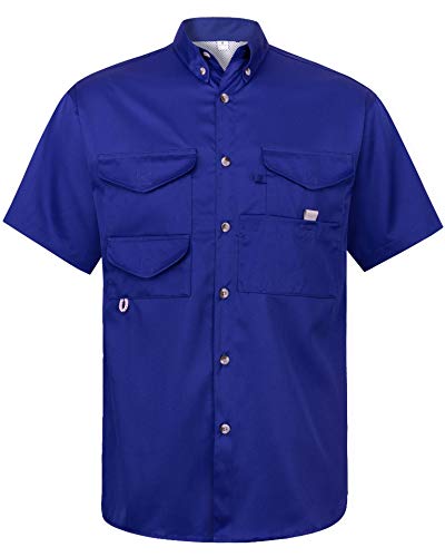 Image of Alimens & Gentle Short Sleeve Fishing Shirt Wicking Fabric Sun Protection Casual Button Down Shirts