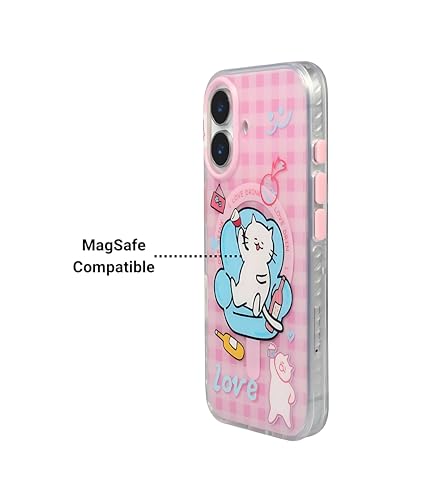 Image of Couch Queen Series Case for iPhone 16 Compatible with Wireless Charging | Fun Lazy Cat Cartoon Design with Glossy Finish | Slim Shockproof Protective Back Cover | Couch Queen Edition